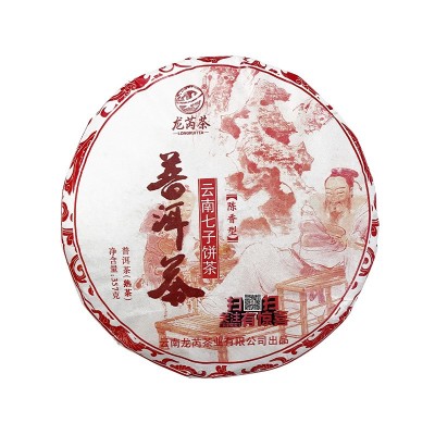 龙芮茶普洱茶云南七子饼357g普洱茶熟茶口粮茶勐海茶品鉴干仓陈化