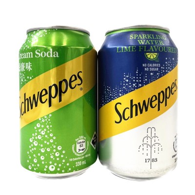 香港进口饮料 SCHWEPPES玉泉忌廉奶油汽水CreamSoda汽水330g*24罐