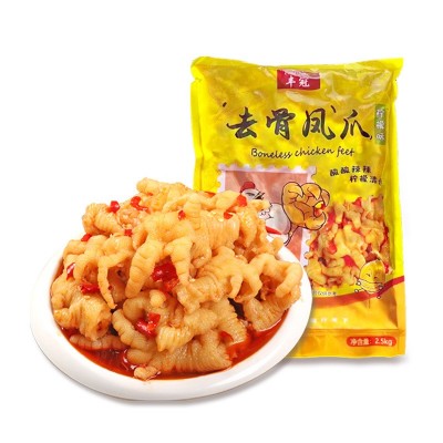 商用无骨鸡爪批发开袋即食袋装脱骨蒜香整个小爪网红柠檬酸辣凤爪